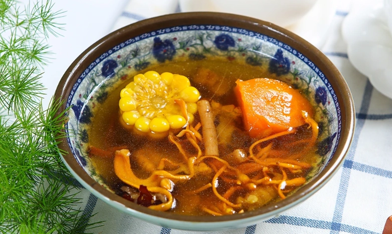 蟲草花姬松茸淮山素湯 做法